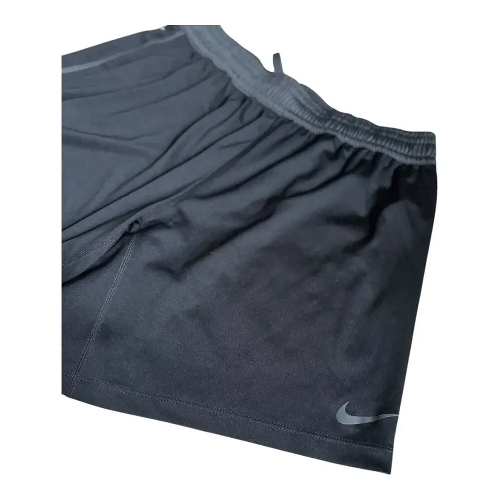 Nike Mens Medium active gym shorts dri-fit black basketball shorts gray swoosh​ - Picture 2 of 8